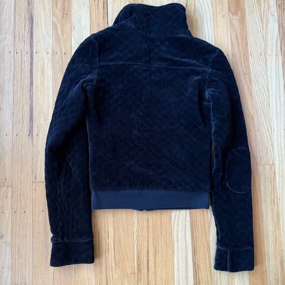 Juicy Couture Vintage Black Quilted Velour Zip Up Jacket Size Petite Y2K USA - Picture 8 of 12